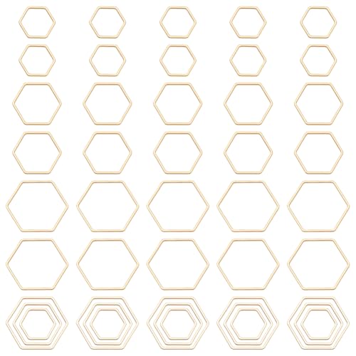 UNICRAFTALE Ca. 60 Stück 3 Größen Goldene Sechseck Verbindungsringe 304 Edelstahl Sechseck Verbindungs Anhänger Metall Ohrringe Verbindungsringe Für Die Schmuckherstellung von Frauen von UNICRAFTALE