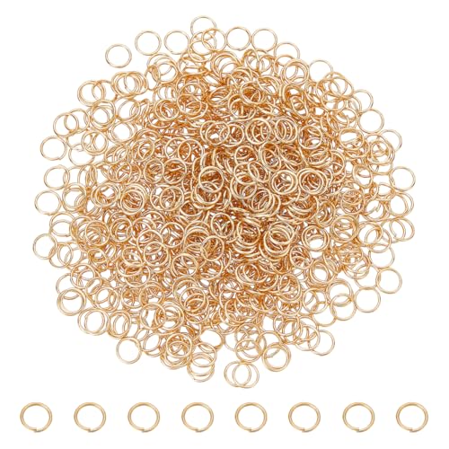 UNICRAFTALE Ca. 800 Stück 18 Karat vergoldete Binderinge aus Edelstahl, offene Binderinge, 6 mm, Metallverbinder, Schmuckverbinder, runder Ring für DIY-Ohrringe, Armbänder, Anhänger von UNICRAFTALE