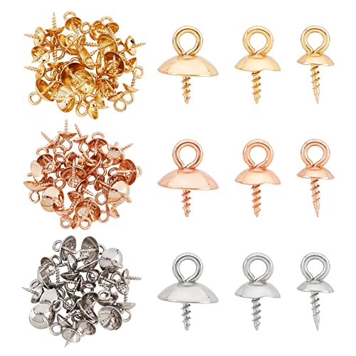 UNICRAFTALE Ca. 90 Stück 3 Größen Und Farben Edelstahl Peg Bails Anhänger Für Halb Gebohrte Perlen Cup Pearl Screw Eye Pin 1.2mm Anhänger Bails Peg Screw Eye Pin Bail Peg Sets Öse Peg Erkenntnisse von UNICRAFTALE