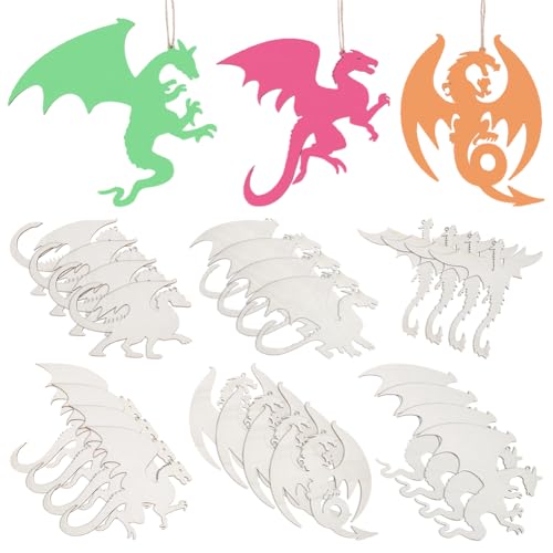 UNICRAFTALE Drachenausschnitte aus Holz, 6 Stile, unlackiert, Drachen, hängende Ornamente, Drachen, Verzierungen mit Schnur, DIY, Tierhandwerk, Geschenkanhänger für Zuhause, Party, Dekoration UNICRAFTALE Drachenausschnitte aus Holz, 6 Stile, unlackiert, Drachen, hängende Ornamente, Drachen, Verzierungen mit Schnur, DIY, Tierhandwerk, Geschenkanhänger für Zuhause, Party, Dekoration von UNICRAFTALE