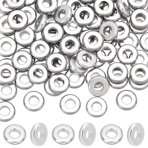 UNICRAFTALE Edelstahl-Abstandshalter-Perlen, 8 mm, flach, rund, 3,5 mm Loch, glatte Scheibenperlen, lose Metallperlen für Armbänder, Halsketten, Schmuckherstellung, 100 Stück UNICRAFTALE Edelstahl-Abstandshalter-Perlen, 8 mm, flach, rund, 3,5 mm Loch, glatte Scheibenperlen, lose Metallperlen für Armbänder, Halsketten, Schmuckherstellung, 100 Stück von UNICRAFTALE
