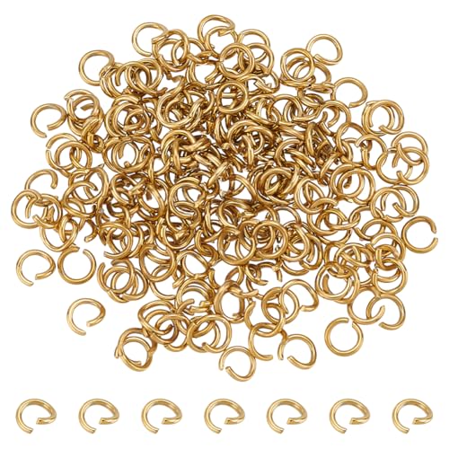 UNICRAFTALE Etwa 200 Stück echte 18 Karat vergoldete ovale Binderinge aus 304 Edelstahl, 7 mm, offener Bindering, Spaltring für Bastelbedarf, Schlüsselanhänger, Ohrringe, Schmuckherstellung von UNICRAFTALE