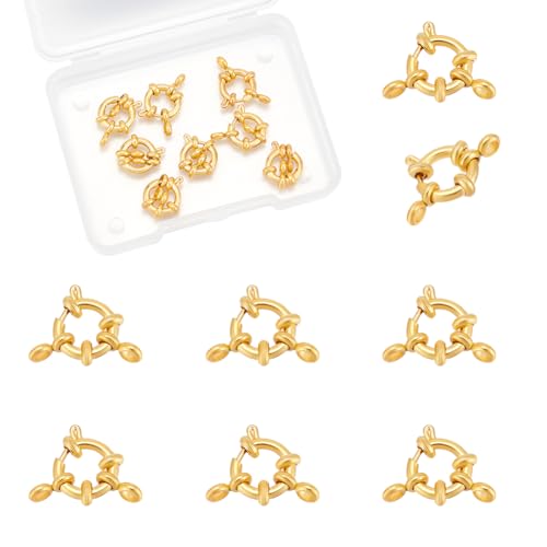UNICRAFTALE Federring-Verschlüsse aus Edelstahl, 24 Karat vergoldet, 10 mm, runde Verschlüsse für Halsketten, Armbänder, geschlossene Ringschließe, glatte Oberfläche, Verbindungsstück für von UNICRAFTALE
