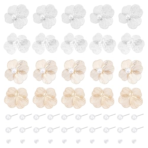 UNICRAFTALE Filigranes Blumenohrring-Set mit Perlen, Blumen-Ohrstecker, Blumenohrringe, Blumenohrringe, Bastelset für selbstgemachte Ohrringe, Halsketten, Ringe, Schmuckherstellung, 20 Stück von UNICRAFTALE