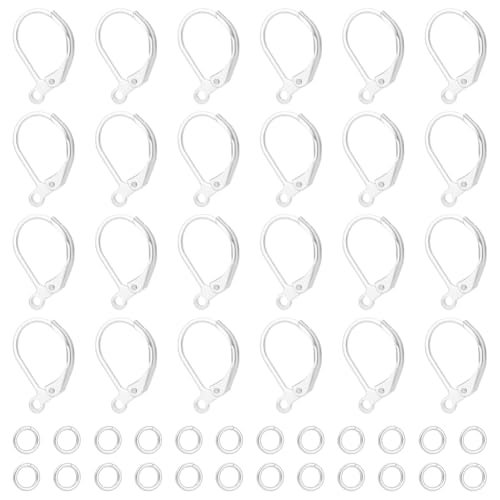 UNICRAFTALE Französische Ohrringhaken mit Klappbügel, baumelnde Ohrdraht, mit Messing-Binderingen, Hebelverschluss, hautfreundliche Haken mit Schlaufen-Clip-Verbinder für Schmuckherstellung, 24 Stück von UNICRAFTALE