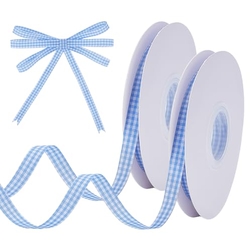 UNICRAFTALE Gingham-Bänder, Polyester, Büffelkaro, 10 mm breit, blau, Büffelkaro, für Frühling, Sommer, dünnes kariertes Band für Basteln, Haarschmuck, Geschenkverpackung, 50 m UNICRAFTALE Gingham-Bänder, Polyester, Büffelkaro, 10 mm breit, blau, Büffelkaro, für Frühling, Sommer, dünnes kariertes Band für Basteln, Haarschmuck, Geschenkverpackung, 50 m von UNICRAFTALE