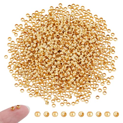 UNICRAFTALE Goldene runde Quetschperlen, Abstandshalter, kleine Quetschperlen, Metallperlen für DIY-Armbänder, Halsketten, Schmuckherstellung, Loch, 2 mm, 1000 Stück UNICRAFTALE Goldene runde Quetschperlen, Abstandshalter, kleine Quetschperlen, Metallperlen für DIY-Armbänder, Halsketten, Schmuckherstellung, Loch, 2 mm, 1000 Stück von UNICRAFTALE