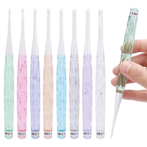 UNICRAFTALE Häkelnadel-Set, 8 Farben, Kunststoff, bunt, Kristall, rutschfest, ergonomische Häkelnadeln, Garn, Häkelnadeln, Haken für Reisen, Anfänger, Arthritis, Hände, 16 x 1,3 x 1,3 cm, 8 Stück UNICRAFTALE Häkelnadel-Set, 8 Farben, Kunststoff, bunt, Kristall, rutschfest, ergonomische Häkelnadeln, Garn, Häkelnadeln, Haken für Reisen, Anfänger, Arthritis, Hände, 16 x 1,3 x 1,3 cm, 8 Stück von UNICRAFTALE