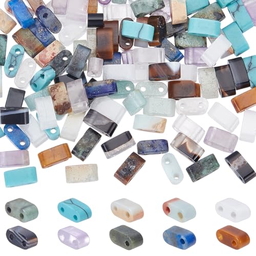 UNICRAFTALE Halbe Rocailles, 2-Loch-Rocailles, flach, quadratisch, lose Perlen, 2,5 x 5 mm, rechteckig, natürlicher Edelstein, Abstandshalter für Armbänder, Ohrringe, Schmuckherstellung, Loch, 0,8 mm UNICRAFTALE Halbe Rocailles, 2-Loch-Rocailles, flach, quadratisch, lose Perlen, 2,5 x 5 mm, rechteckig, natürlicher Edelstein, Abstandshalter für Armbänder, Ohrringe, Schmuckherstellung, Loch, 0,8 mm von UNICRAFTALE