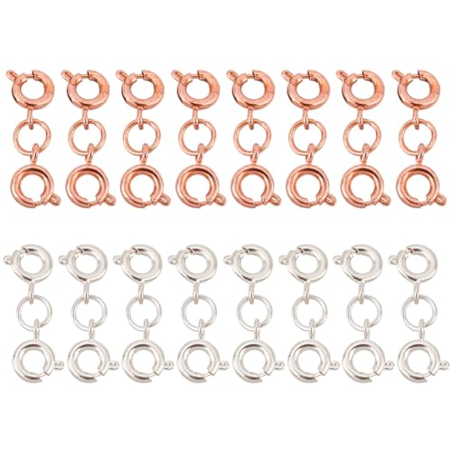 UNICRAFTALE Halskettenverschlüsse, Edelstahl, doppelte runde Federring-Verschlüsse, Verlängerung, Roségold und Silber, geeignet für Schmuckherstellung, Halsketten, Armbänder, Verschlüsse, ca. 16 Stück UNICRAFTALE Halskettenverschlüsse, Edelstahl, doppelte runde Federring-Verschlüsse, Verlängerung, Roségold und Silber, geeignet für Schmuckherstellung, Halsketten, Armbänder, Verschlüsse, ca. 16 Stück von UNICRAFTALE
