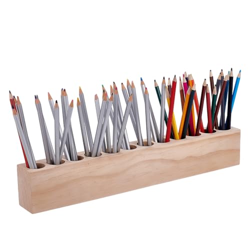 UNICRAFTALE Holz Buntstifthalter Wachsmalstifthalter Mit 12 Loch Stifte Organizer Aufbewahrung Für Kinder Aufbewahrungsbehälter Stifthalter Für Buntstifte Marker Wachsmalstifte Schreibtischzubehör von UNICRAFTALE