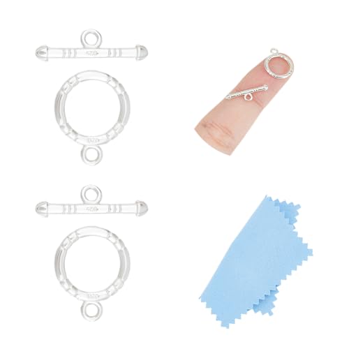 UNICRAFTALE Knebelverschlüsse aus 925er-Sterlingsilber, runde Ring-Knebelverschlüsse für Armbänder, T-Stangen-Verschluss, OT-Endverschlüsse, Biegeringe für Schmuckherstellung, 17 x 5 mm, 2 Stück von UNICRAFTALE