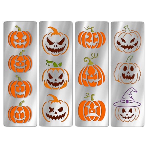UNICRAFTALE Metall-Schablonen für Halloween-Kürbise, Gesichtsschablonen zum Basteln, Holzverbrennung, dekorative Kürbis-Malschablonen, Edelstahl, wiederverwendbar, Halloween-Zeichenschablone für UNICRAFTALE Metall-Schablonen für Halloween-Kürbise, Gesichtsschablonen zum Basteln, Holzverbrennung, dekorative Kürbis-Malschablonen, Edelstahl, wiederverwendbar, Halloween-Zeichenschablone für von UNICRAFTALE