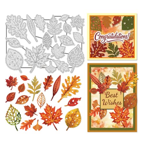 UNICRAFTALE Metall Stanzformen Herbstblatt Gestanzt Prägeschablonen Langlebige Stanzformen Für Kartenherstellung Papierbasteln Bilderrahmen Dekor DIY Scrapbooking 18x13cm von UNICRAFTALE
