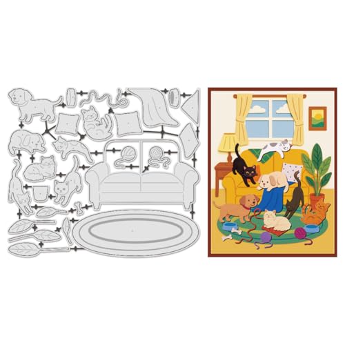 UNICRAFTALE Metall-Stanzformen für Haustiersofa, Kartenherstellung, Scrapbooking, Tier-Stanzformen, Welpen, Katze, Teppich, Garn, Prägeschablone für DIY-Fotoalbum, Papierbasteldekoration UNICRAFTALE Metall-Stanzformen für Haustiersofa, Kartenherstellung, Scrapbooking, Tier-Stanzformen, Welpen, Katze, Teppich, Garn, Prägeschablone für DIY-Fotoalbum, Papierbasteldekoration von UNICRAFTALE
