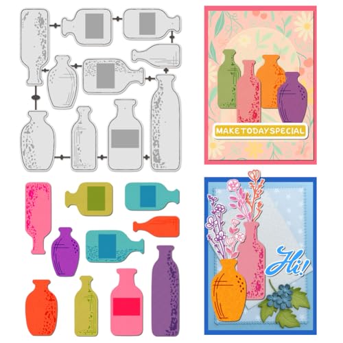 UNICRAFTALE Metall-Stanzformen für Kartenherstellung, Blumenvasen, Stanzformen, Wunschflasche, Karbonstahl, Prägeschablone, Scrapbooking, Schablone für DIY-Fotoalbum, Dekoration von UNICRAFTALE