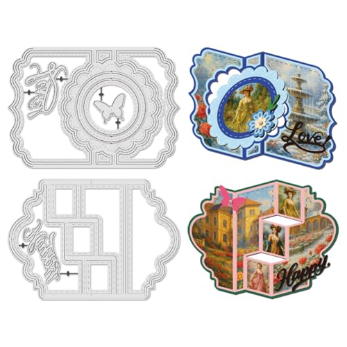 UNICRAFTALE Metall-Stanzformen in 3D-Kartenform, für Kartenherstellung, Scrapbooking, rund, rechteckig, Hintergrund, Prägeschablone für DIY-Pop-Up-Karten und Fotoalbum, Basteldekoration, 7 Stück UNICRAFTALE Metall-Stanzformen in 3D-Kartenform, für Kartenherstellung, Scrapbooking, rund, rechteckig, Hintergrund, Prägeschablone für DIY-Pop-Up-Karten und Fotoalbum, Basteldekoration, 7 Stück von UNICRAFTALE