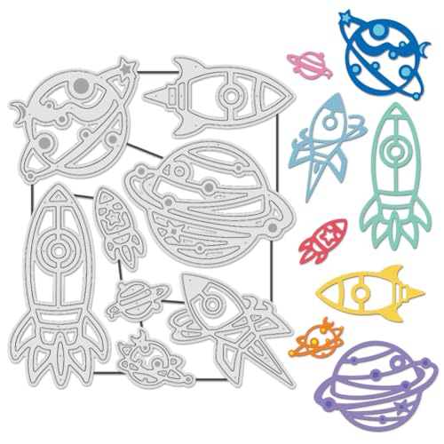 UNICRAFTALE Metall-Stanzformen mit Planeten-Raketen-Motiv für Kartenherstellung, Weltraum, Universum, Stanzformen, Raumschiff, Mond, dekorative Prägeschablonen für Scrapbooking, Album UNICRAFTALE Metall-Stanzformen mit Planeten-Raketen-Motiv für Kartenherstellung, Weltraum, Universum, Stanzformen, Raumschiff, Mond, dekorative Prägeschablonen für Scrapbooking, Album von UNICRAFTALE