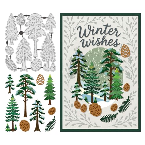 UNICRAFTALE Metall-Stanzschablonen für Kartenherstellung, Winterbaum-Stanzformen, Weihnachtsbaum, Schablonen, Scrapbooking, Prägeschablone für DIY-Fotoalbum, dekorative Papierkarte von UNICRAFTALE