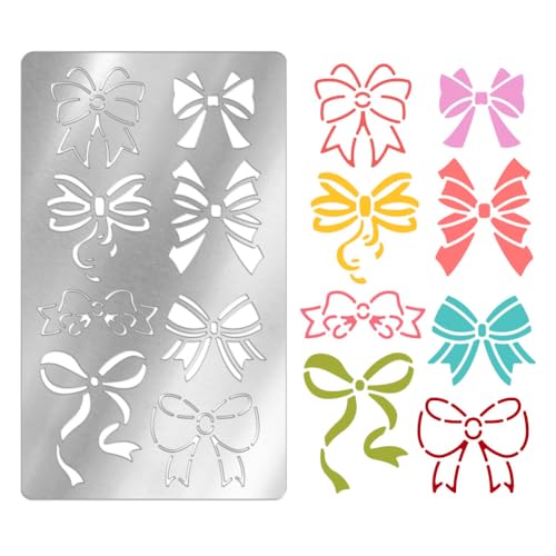 UNICRAFTALE Metallschablone Edelstahl Schleifen Malschablonen Für Journaling Wiederverwendbare Vorlage Zum Zeichnen Malen Scrapbooking Holz Papier Stoff Wanddekoration Herstellung von UNICRAFTALE
