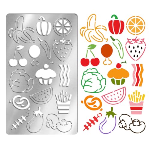 UNICRAFTALE Metallschablone für Obst, Gemüse, Lebensmittel, Retro, Edelstahl, Fotoalbum, Schablone, wiederverwendbar, Stanzformen, Zeichenschablonen, Werkzeugschablone für dekorative Prägung UNICRAFTALE Metallschablone für Obst, Gemüse, Lebensmittel, Retro, Edelstahl, Fotoalbum, Schablone, wiederverwendbar, Stanzformen, Zeichenschablonen, Werkzeugschablone für dekorative Prägung von UNICRAFTALE
