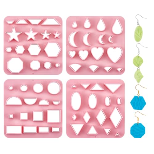 UNICRAFTALE Modelliermassen-Ausstecher, 4 Stile, Herz, Polymer-Ton, Werkzeuge, Mond-Ton-Ausstecher-Set, Teardorp, Ton, Ohrringe, Schneider für Ohrringe, Schmuckherstellung, Polymer-Schmuck, 4 Stück von UNICRAFTALE