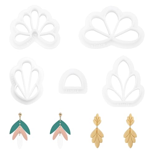 UNICRAFTALE Modelliermassen-Ausstechformen-Set, 4 Stile, Blattform, Ton, Ohrringe, gemischte Blätter, Polymer-Ton-Formen für Schmuckherstellung, 4 Stück von UNICRAFTALE