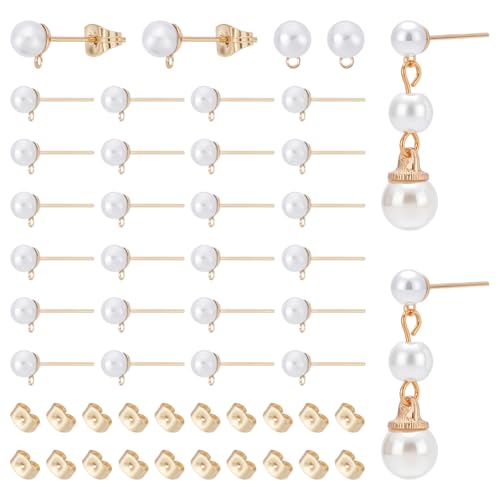 UNICRAFTALE Ohrstecker, Kugelperlen mit Schlaufe, 304 Edelstahl, goldfarben, Kunstperlen, Ohrstecker mit Ohrmuttern, Ohrring-Findung für DIY-Schmuckherstellung, ca. 150 Stück UNICRAFTALE Ohrstecker, Kugelperlen mit Schlaufe, 304 Edelstahl, goldfarben, Kunstperlen, Ohrstecker mit Ohrmuttern, Ohrring-Findung für DIY-Schmuckherstellung, ca. 150 Stück von UNICRAFTALE