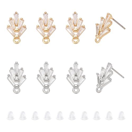 UNICRAFTALE Ohrstecker mit Strasssteinen, Blatt-Design, Metall, Zirkonia, Diamant-Ohrstecker mit 30 Ohrmuttern für baumelnde Ohrringe, Schmuckherstellung, 12 Stück in 2 Farben von UNICRAFTALE