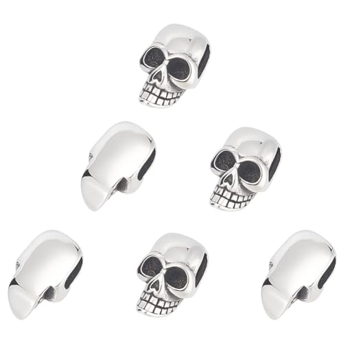 UNICRAFTALE Paracord-Perlen aus Edelstahl, Totenkopf-Schieberperlen, Antik-Silber-Anhänger, Paracord-Perlen, Seil, Totenkopf-Perlen, Retro, großes Loch, Metallperlen für Kordel, Armbänder UNICRAFTALE Paracord-Perlen aus Edelstahl, Totenkopf-Schieberperlen, Antik-Silber-Anhänger, Paracord-Perlen, Seil, Totenkopf-Perlen, Retro, großes Loch, Metallperlen für Kordel, Armbänder von UNICRAFTALE