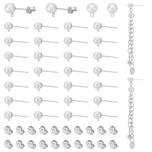 UNICRAFTALE Perlen-Ohrringstecker mit Schlaufe aus 304 Edelstahl, Kunstperlen-Ohrstecker mit Ohrmuttern, Ohrring-Findung für DIY-Schmuckherstellung, ca. 150 Stück UNICRAFTALE Perlen-Ohrringstecker mit Schlaufe aus 304 Edelstahl, Kunstperlen-Ohrstecker mit Ohrmuttern, Ohrring-Findung für DIY-Schmuckherstellung, ca. 150 Stück von UNICRAFTALE