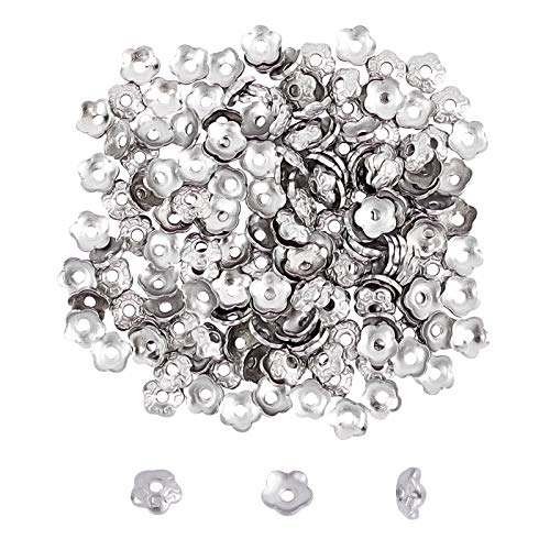 UNICRAFTALE Perlenkappen aus Edelstahl mit 5 Blütenblättern für Schmuckherstellung, 4 mm Durchmesser, 200 Stück UNICRAFTALE Perlenkappen aus Edelstahl mit 5 Blütenblättern für Schmuckherstellung, 4 mm Durchmesser, 200 Stück von UNICRAFTALE