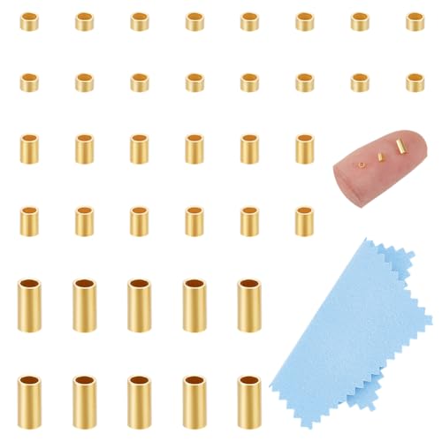 UNICRAFTALE Quetschperlen, 18 Karat vergoldet, 925er Sterlingsilber, Abstandshalter, Säulenperlen mit 1 x Velourslederstoff, quadratisch, Silber-Poliertuch, 1–2 mm, für Armbänder, Halsketten UNICRAFTALE Quetschperlen, 18 Karat vergoldet, 925er Sterlingsilber, Abstandshalter, Säulenperlen mit 1 x Velourslederstoff, quadratisch, Silber-Poliertuch, 1–2 mm, für Armbänder, Halsketten von UNICRAFTALE