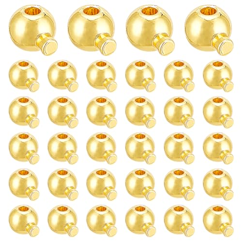 UNICRAFTALE Quetschperlen, 18 Karat vergoldet, mit Nadel, Metall, lose Rondelle, Abstandshalter, runde Stopper, Quetschenden, Perlen, für Schmuckherstellung, Zubehör, 60 Stück UNICRAFTALE Quetschperlen, 18 Karat vergoldet, mit Nadel, Metall, lose Rondelle, Abstandshalter, runde Stopper, Quetschenden, Perlen, für Schmuckherstellung, Zubehör, 60 Stück von UNICRAFTALE