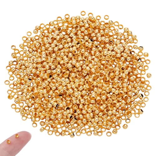 UNICRAFTALE Runde Quetschperlen, 3 mm, goldene Abstandshalter, Klemmenden, Rondelle-Perlen, kleine Quetschperlen, Metall, runde lose Perlen für DIY-Armbänder, Halsketten, Schmuckherstellung, 1000 UNICRAFTALE Runde Quetschperlen, 3 mm, goldene Abstandshalter, Klemmenden, Rondelle-Perlen, kleine Quetschperlen, Metall, runde lose Perlen für DIY-Armbänder, Halsketten, Schmuckherstellung, 1000 von UNICRAFTALE