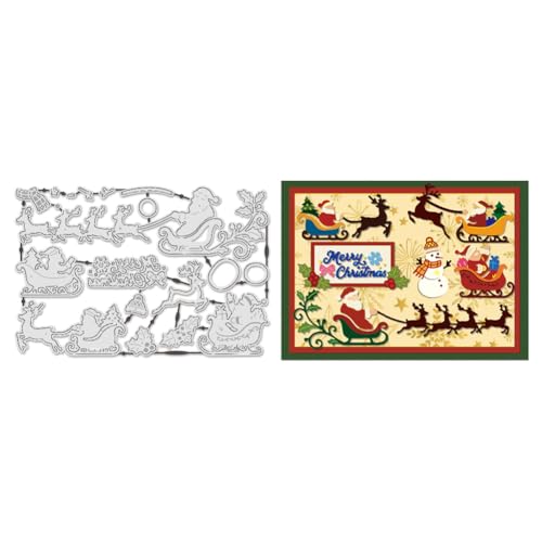 UNICRAFTALE Stanzformen Aus Metall Wiederverwendbar Prägeschablonen Aus Karbonstahl Weihnachts Schneemann Schlittenrahmen Schablonen Für Kartenherstellung DIY Basteln Scrapbooking von UNICRAFTALE