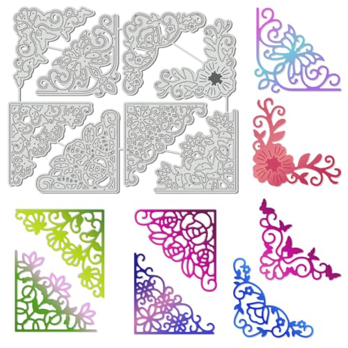 UNICRAFTALE Stanzformen Mit Schmetterlings Eckdekorationsrahmen Zur Kartenherstellung Metallstanzungen Für Scrapbooking Bilderrahmen Alben DIY Papierprägeschablonen Zur Grußkartenherstellung von UNICRAFTALE