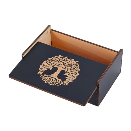 UNICRAFTALE Tarotkartenbox Kleine Aufbewahrungsbox Für Tarotkarten Lebensbaum Druck Tarothalter Schmuckschatulle Aus Holz Für Würfel Heimdekoration Kristallsteine Hexerei von UNICRAFTALE