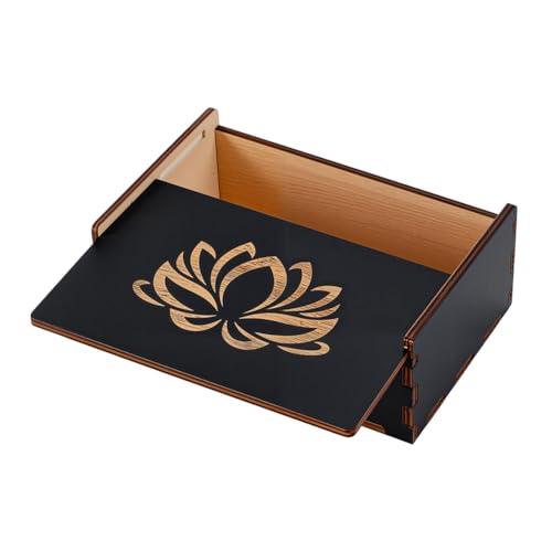 UNICRAFTALE Tarotkartenbox Kleine Aufbewahrungsbox Für Tarotkarten Mit Lotusblume Bedruckt Tarothalter Schmuckschatulle Aus Holz Für Kristallsteine Würfel Heimdekoration Hexerei von UNICRAFTALE