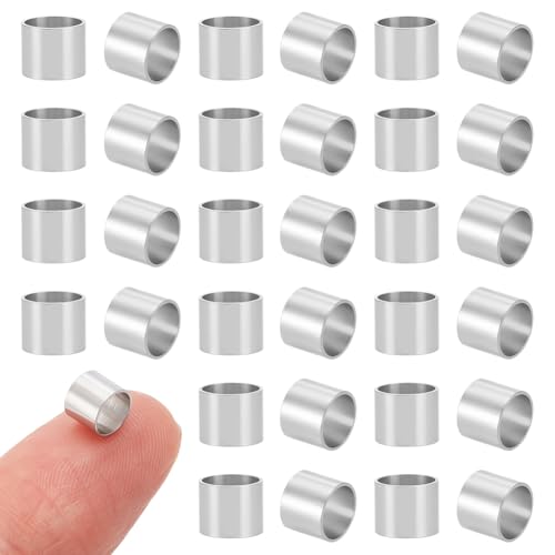 UNICRAFTALE Über 100 Stück Europäische Perlen 6mm Edelstahl Runde Säulenform Perlen Einstellungen Spacer Connector Befunde Für DIY Armband Halskette Schmuckherstellung, Edelstahl Farbe von UNICRAFTALE