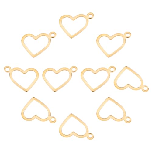 UNICRAFTALE Über 100 Stück Heart Charm Hypoallergene Golden Charms Edelstahl Herz Anhänger Schmuck Anhänger 1mm Kleines Loch Schmuck Basteln Anhänger, 10 mm von UNICRAFTALE