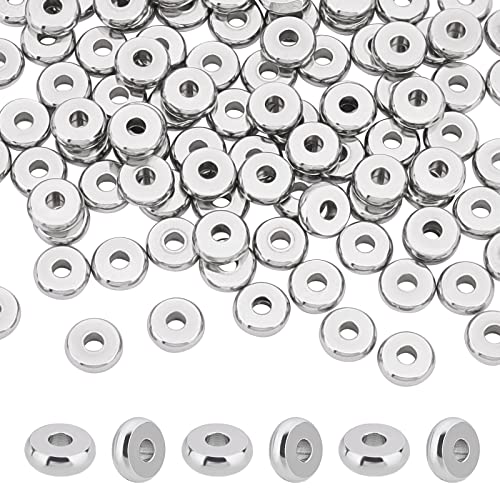 UNICRAFTALE Über 100pcs Flache Runde Metallperlen Edelstahl Abstandsperlen Scheibe Rondelle Scheiben Perlen Armbänder Zwischenperlen Für Schmuckherstellung 2mm Loch Edelstahl Farbe von UNICRAFTALE