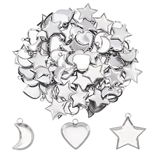 UNICRAFTALE Über 120pcs Stern/Herz/Mond Cabochon Anhänger Tabletts Edelstahl Anhänger Lünette Hypoallergen Anhänger Cabochon Einstellungen Für Schmuckherstellung DIY, Edelstahl Farbe UNICRAFTALE Über 120pcs Stern/Herz/Mond Cabochon Anhänger Tabletts Edelstahl Anhänger Lünette Hypoallergen Anhänger Cabochon Einstellungen Für Schmuckherstellung DIY, Edelstahl Farbe von UNICRAFTALE