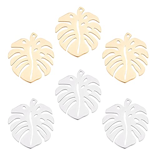 UNICRAFTALE Über 12pcs 2 Farben Monstera Blatt Charms Edelstahl Anhänger Goldene Edelstahl Farbe Hypoallergen Charms Für DIY Schmuckherstellung von UNICRAFTALE