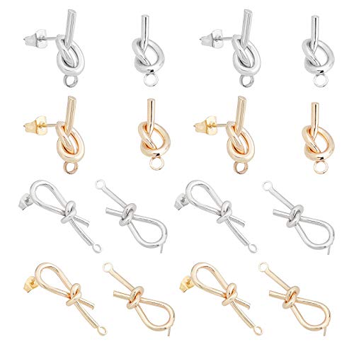 UNICRAFTALE Über 16 Stück 19/32mm Messing Ohrstecker Mit Ohrringrücken Ohrringpfosten Mit Edelstahlstiften Golden & Edelstahl Farbe Ohrring Komponente Mit Schlaufe Für DIY Ohrringe von UNICRAFTALE