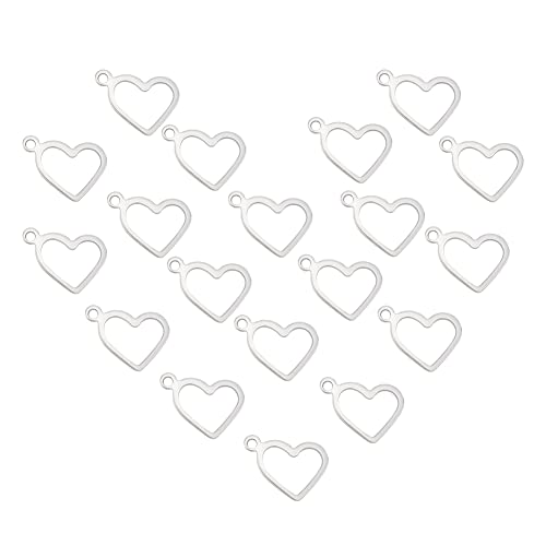 UNICRAFTALE Über 200 Stück Herz Edelstahl Charms Open Heart Floating Anhänger Hollow Charms Für DIY Schmuck Armbänder Halskette Herstellung 10x14x0.8mm, Loch 1 mm von UNICRAFTALE