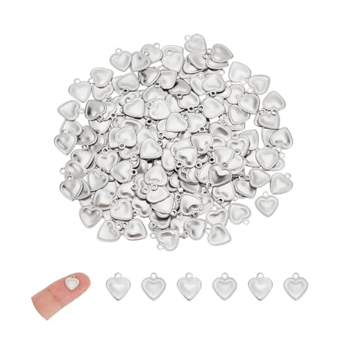 UNICRAFTALE Über 200pcs Herz Charm Liebe Herz Anhänger Edelstahl Charm Hypoallergen Charm Für DIY Schmuckzubehör Machen 1.2mm Loch von UNICRAFTALE