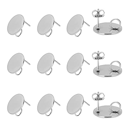 UNICRAFTALE 30Stk Flache Runde Ohrstecker DIY Ohrringe Zubehör Edelstahl Rohling Ohrstecker Mit Schlaufe 0.7mm Pin Ohrringe Zubehör Hypoallergene Metall Ohrring Haken Für Ohrringe Schmuckherstellung von UNICRAFTALE