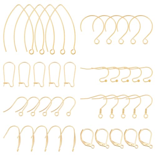 UNICRAFTALE Über 48pcs 8 Arten Ohrring Haken Kits 304 Edelstahl Ohrhaken Hebel Ohrringe Goldene Ohrring Haken Ohrring Teile Für Frauen Männer DIY Schmuckherstellung von UNICRAFTALE