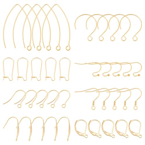 UNICRAFTALE Über 48pcs 8 Arten Ohrring Haken Kits 304 Edelstahl Ohrhaken Hebel Ohrringe Goldene Ohrring Haken Ohrring Teile Für Frauen Männer DIY Schmuckherstellung von UNICRAFTALE